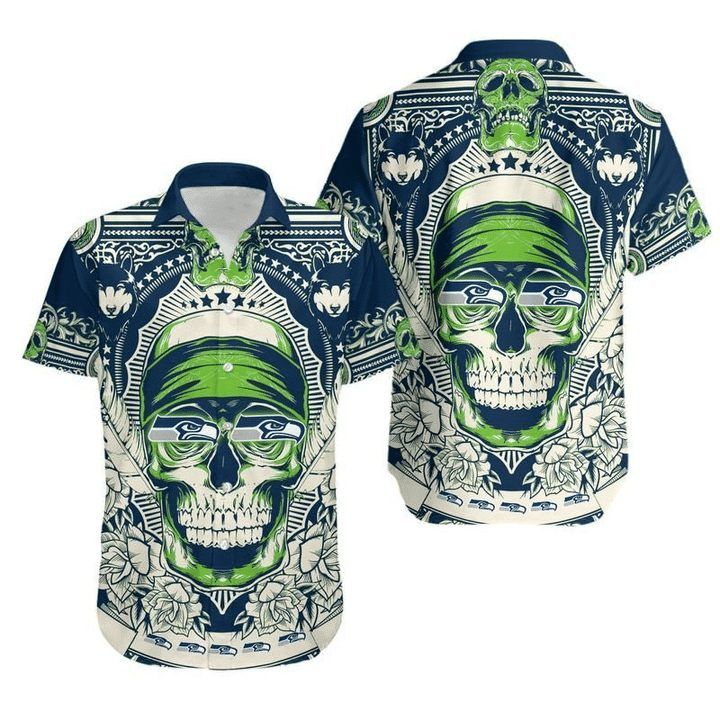 Nfl Seattle Seahawks Green Skull Trendy Hawaiian Shirt V2 Aloha Shirt