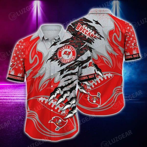 Nfl Tampa Bay Buccaneers Red Grey Trendy Hawaiian Shirt Aloha Shirt