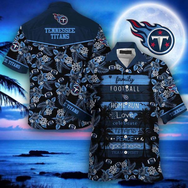 NFL Tennessee Titans Flowers Navy Blue Hawaiian Shirt