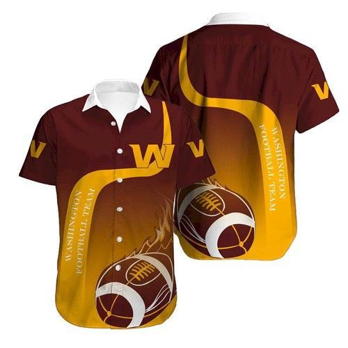 NFL Washington Commanders Brown Yellow Ball Hawaiian Shirt
