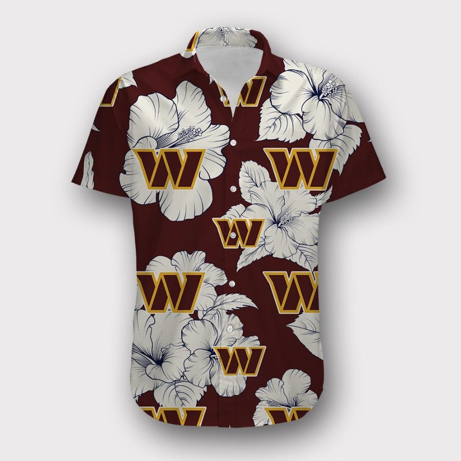 NFL Washington Commanders Red White Flower Tropical Hawaiian Shirt