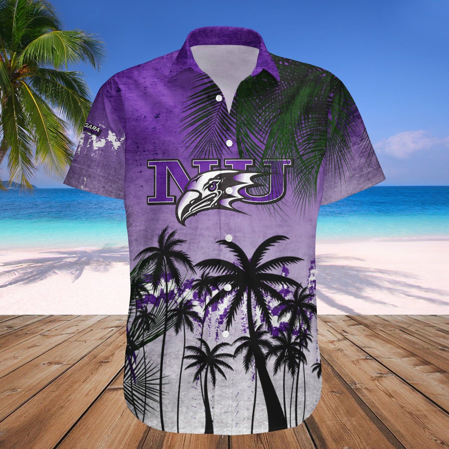 Niagara Purple Eagles Hawaii Shirt Coconut Tree Tropical Grunge – NCAA