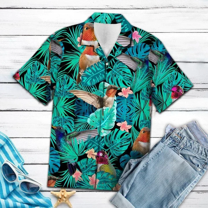 Nice Hummingbird Tropical Jungle Trendy Hawaiian Shirt, Summer Aloha Hawaii Shirt
