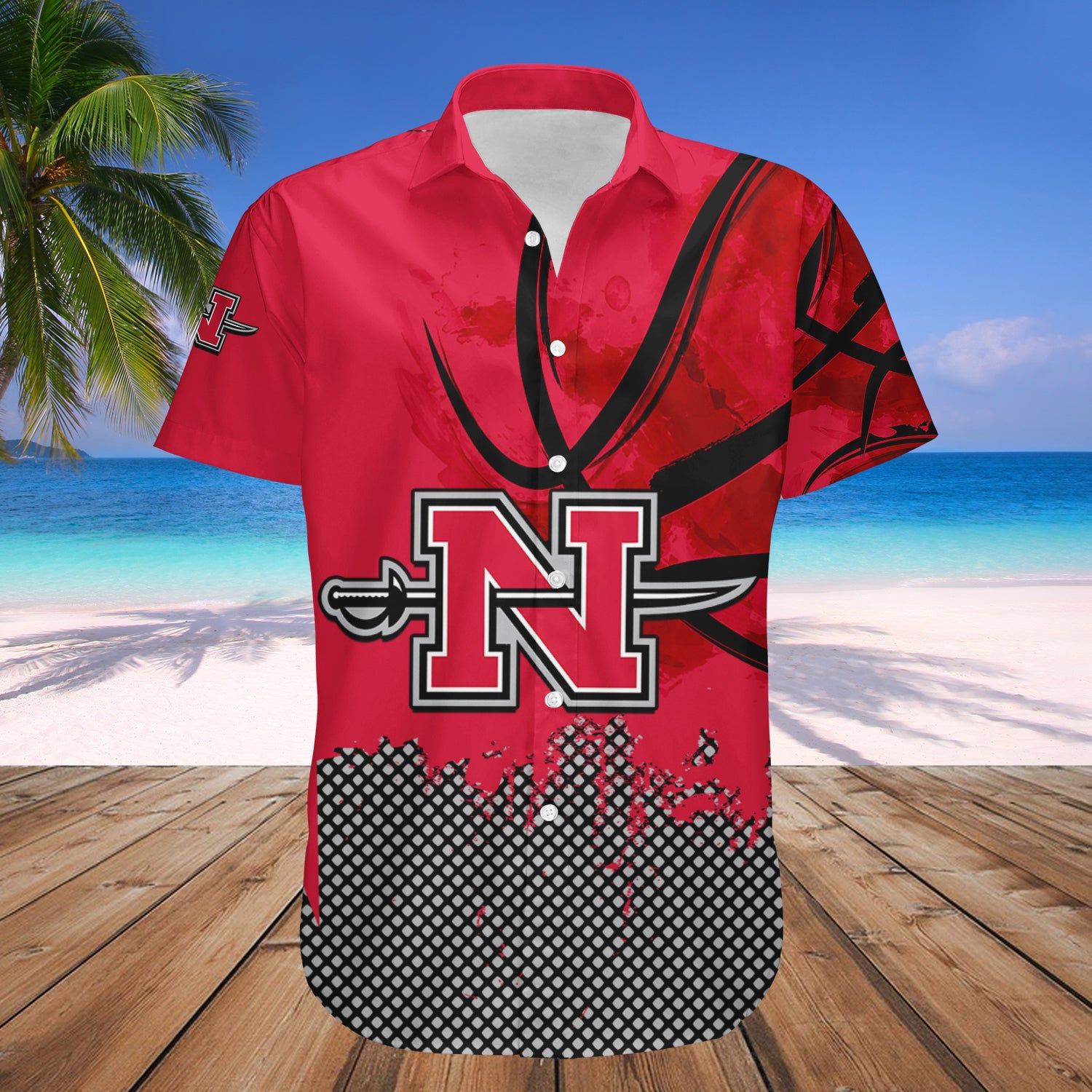 Nicholls Colonels Hawaii Shirt Basketball Net Grunge Pattern – NCAA