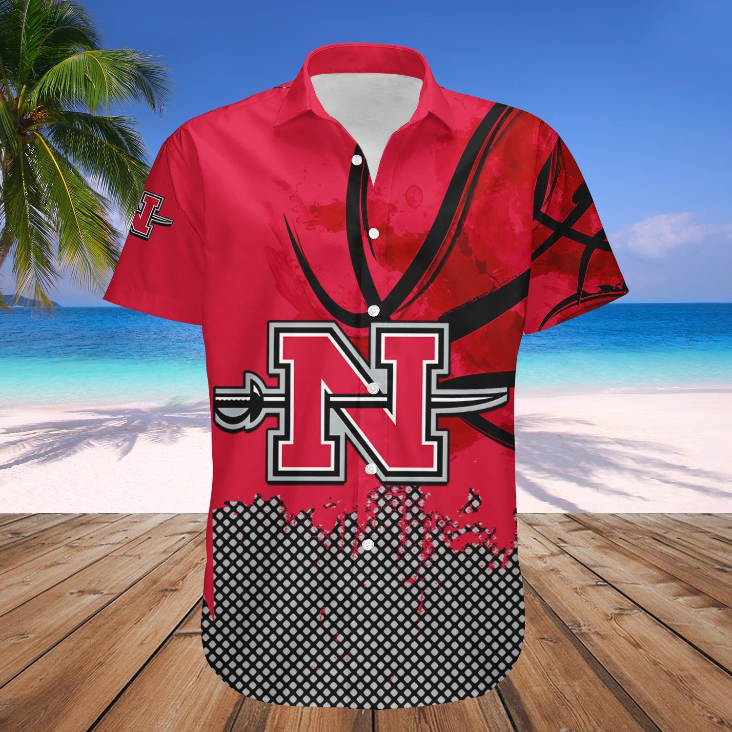 Nicholls State Colonels Hawaii Shirt Basketball Net Grunge Pattern – NCAA