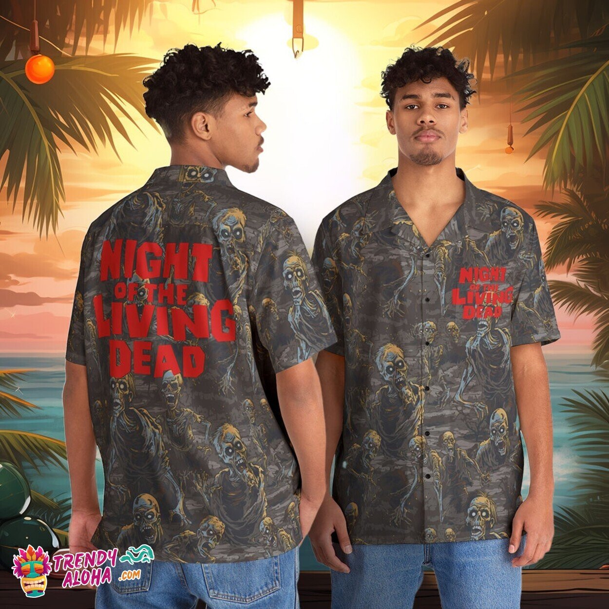 Night of the Living Dead Inspired Men’s Zombie Horror Patterned Shirt