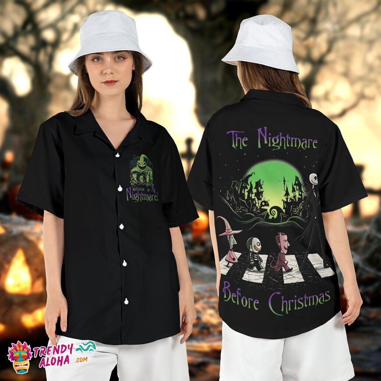 Nightmare Abbey Road Lock Shock Barrel Halloween Aloha Tee