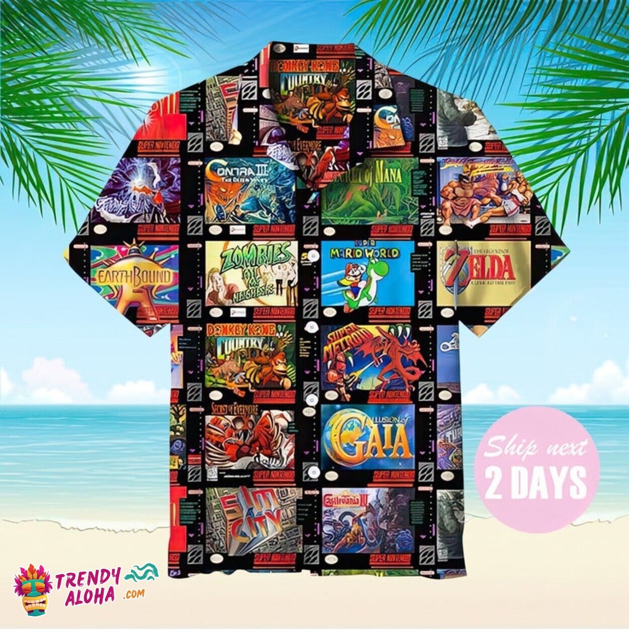 Nintendo System Hawaiian Shirt Retro Gaming Beachwear Soft Style