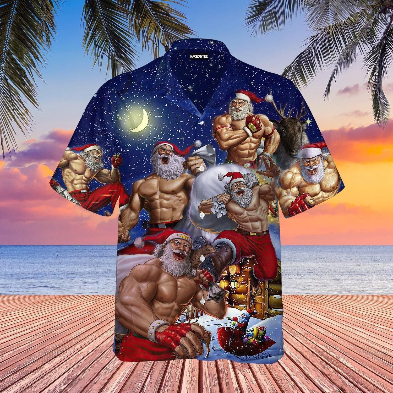 No Lift No Gift Christmas Workout Santa Trendy Hawaiian Shirt For