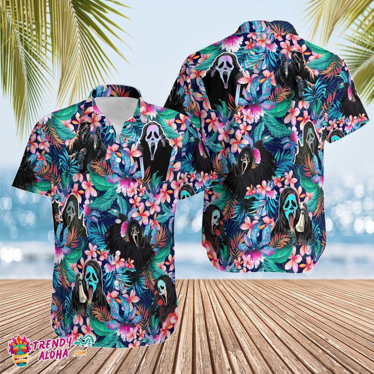 No You Hang Up First Halloween Button Up Aloha Hawaiian Shirt