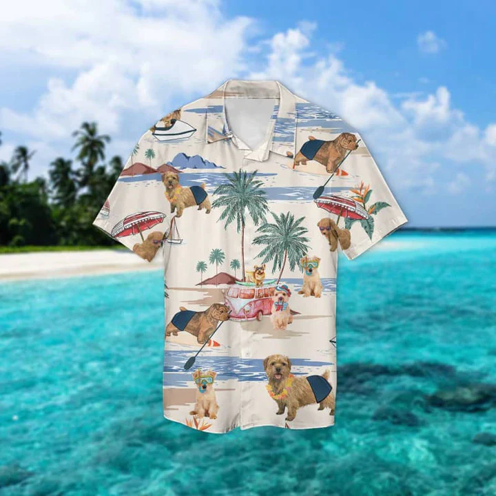 Norfolk Terrier Summer Beach Trendy Hawaiian Shirt, Trendy Hawaiian Shirts For Men Women Short Sleeve Aloha Beach Shirt