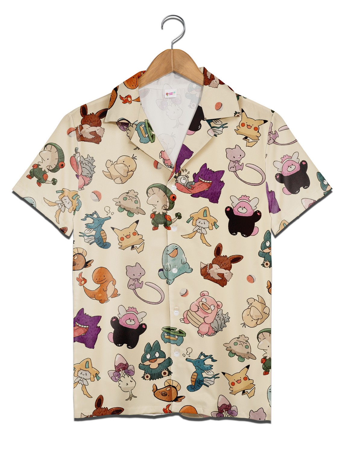Normal Type Pattern Button Up Pokemon Hawaiian Shirt