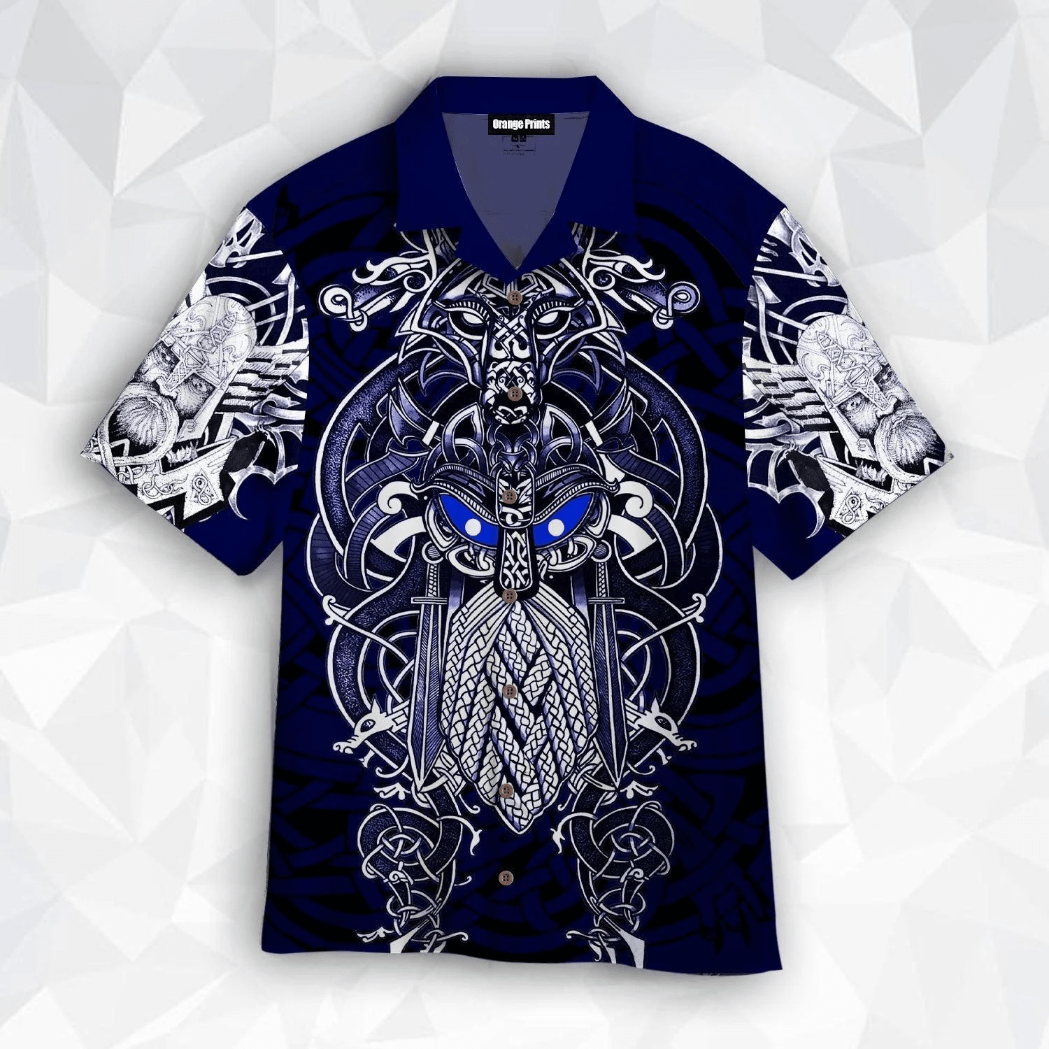 Norse Odin Viking Illustration Hawaiian Shirt Style