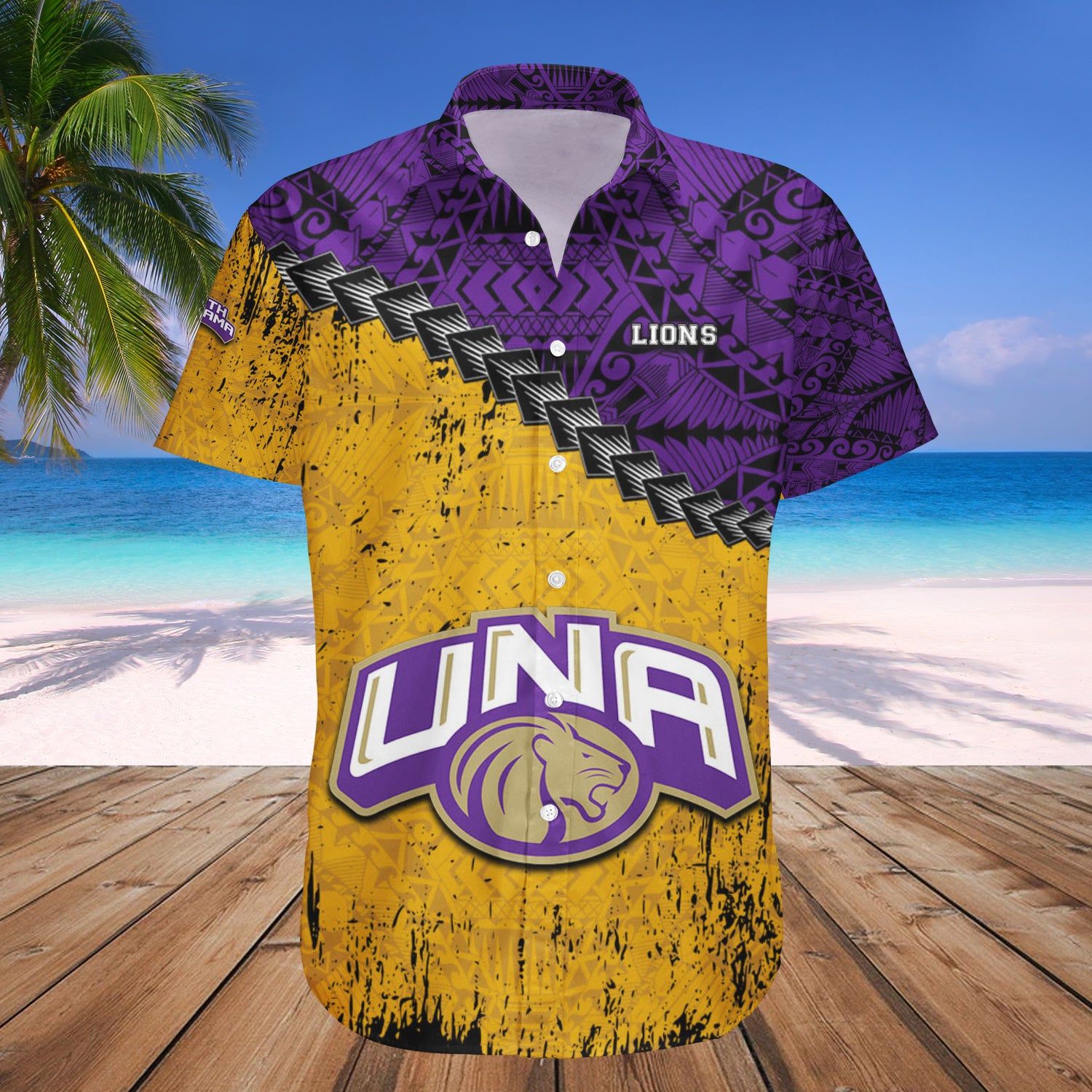 North Alabama Lions Hawaii Shirt Grunge Polynesian Tattoo – NCAA
