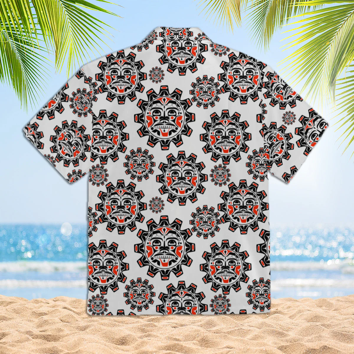 North American And Canadian Native In Black Red Aloha Trendy Hawaiian Shirts