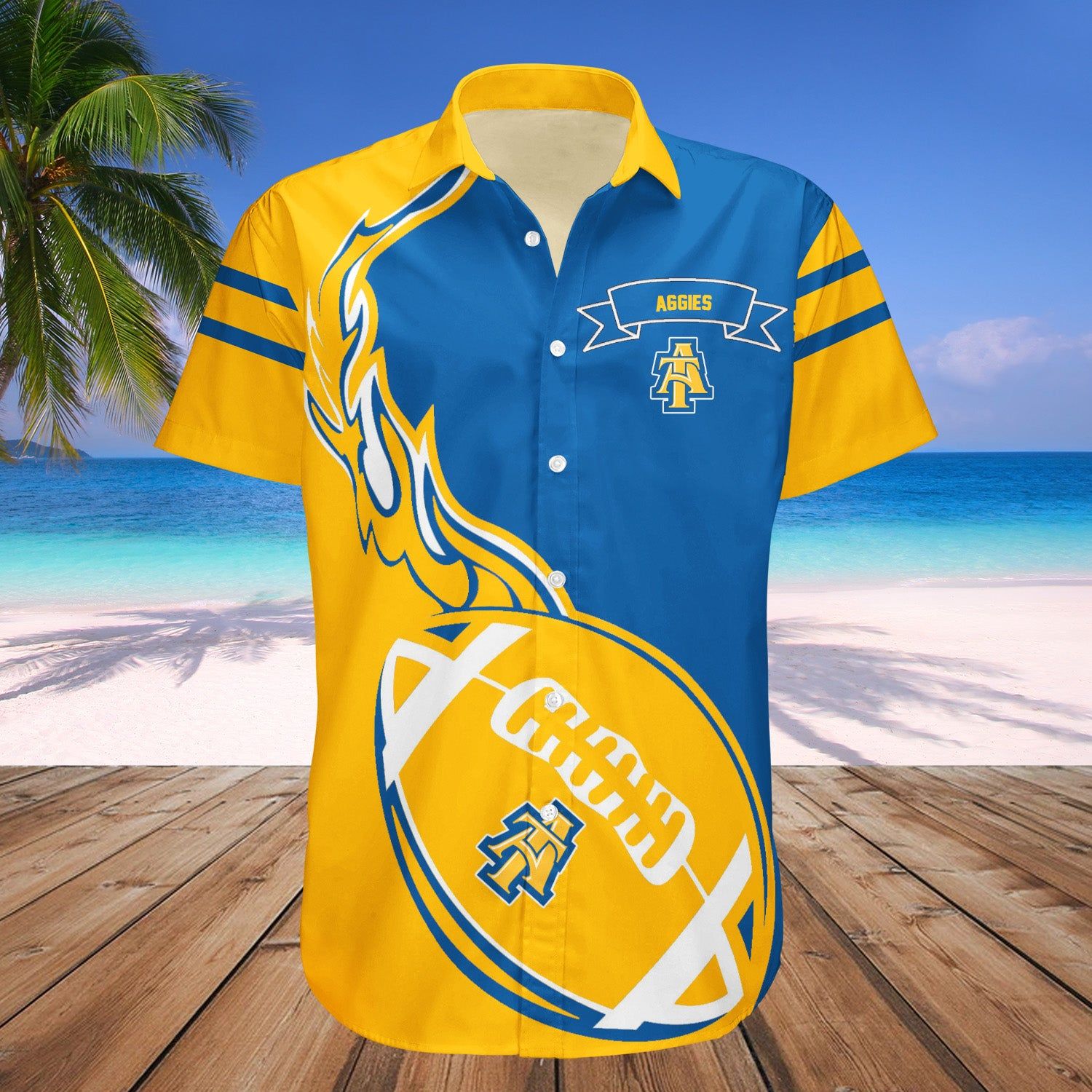 North Carolina A_T Aggies Hawaii Shirt Flame Ball – NCAA