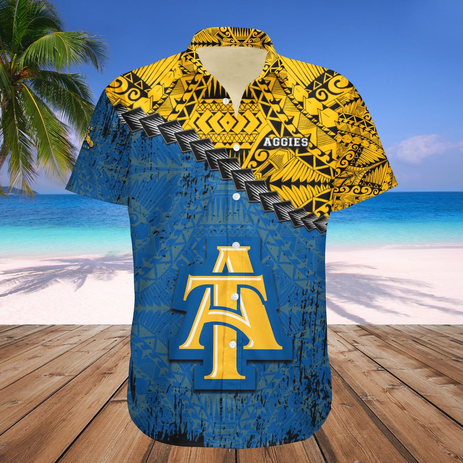 North Carolina A_T Aggies Hawaii Shirt Grunge Polynesian Tattoo – NCAA