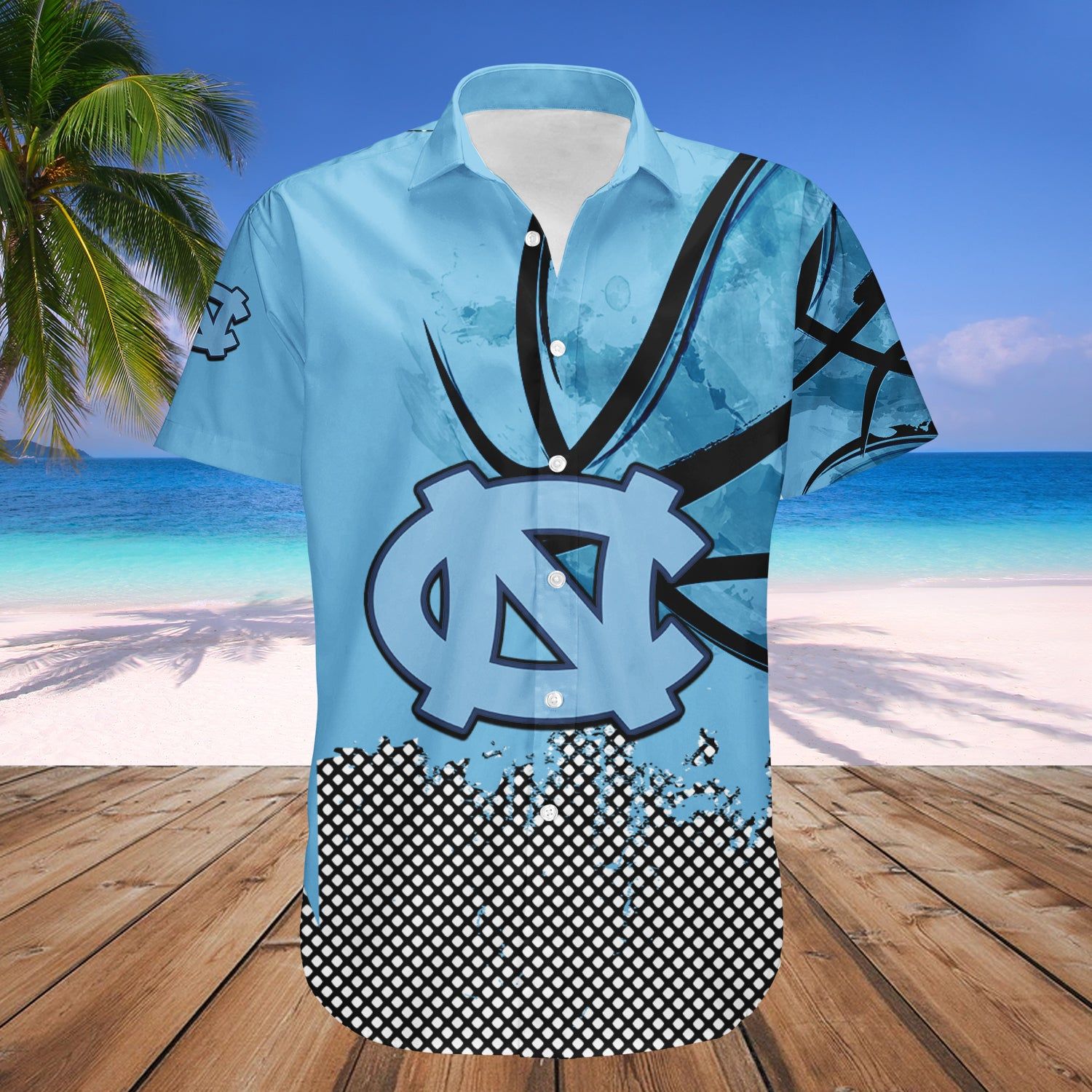 North Carolina Tar Heels Hawaii Shirt Basketball Net Grunge Pattern – NCAA