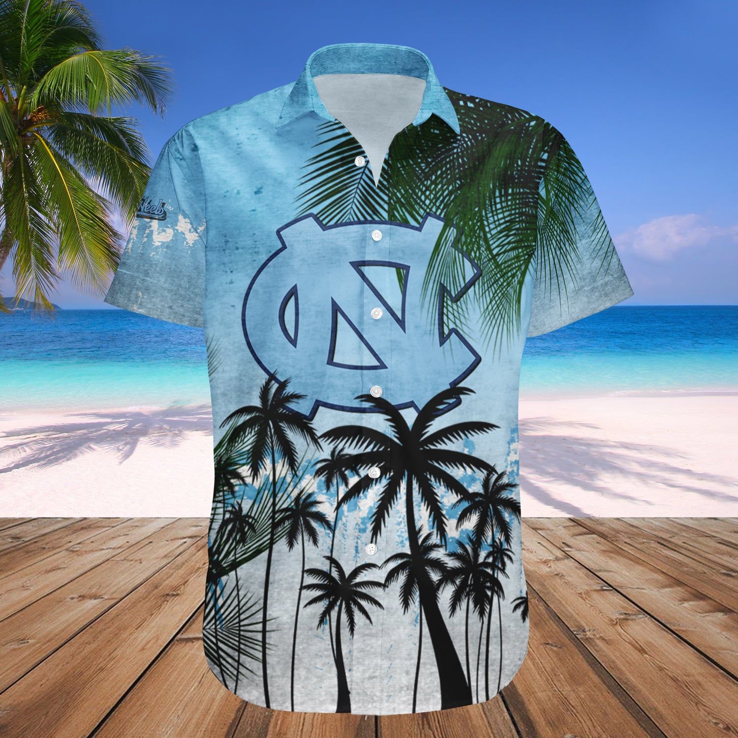 North Carolina Tar Heels Hawaii Shirt Coconut Tree Tropical Grunge – NCAA