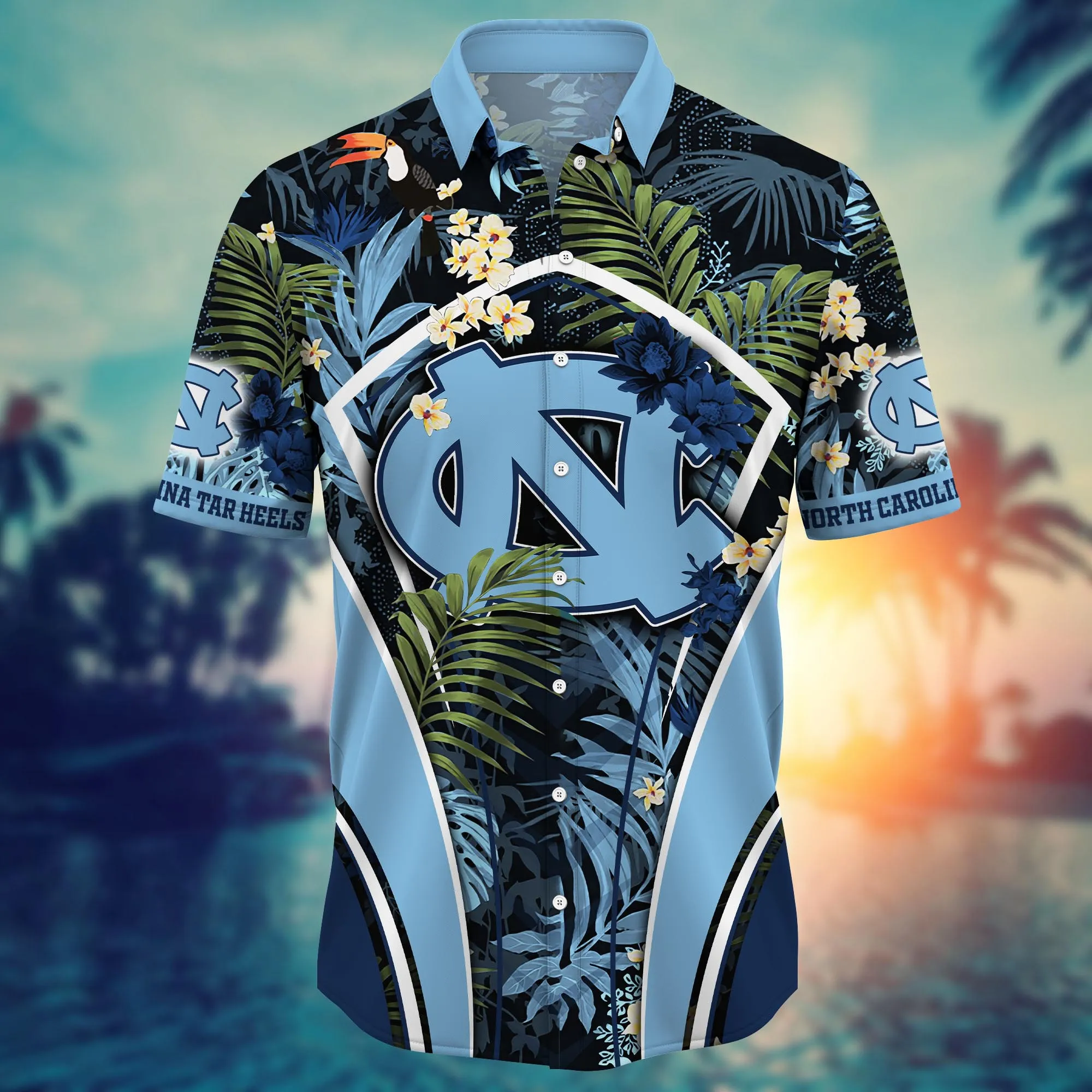 North Carolina Tar Heels NCAA Hawaiian Shirt Sun Showers Aloha Shirt