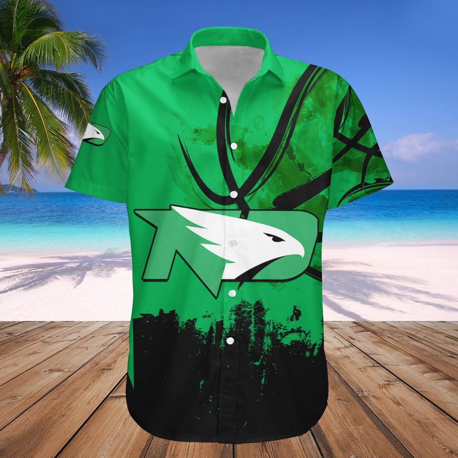 North Dakota Fighting Hawks Hawaii Shirt Basketball Net Grunge Pattern – NCAA