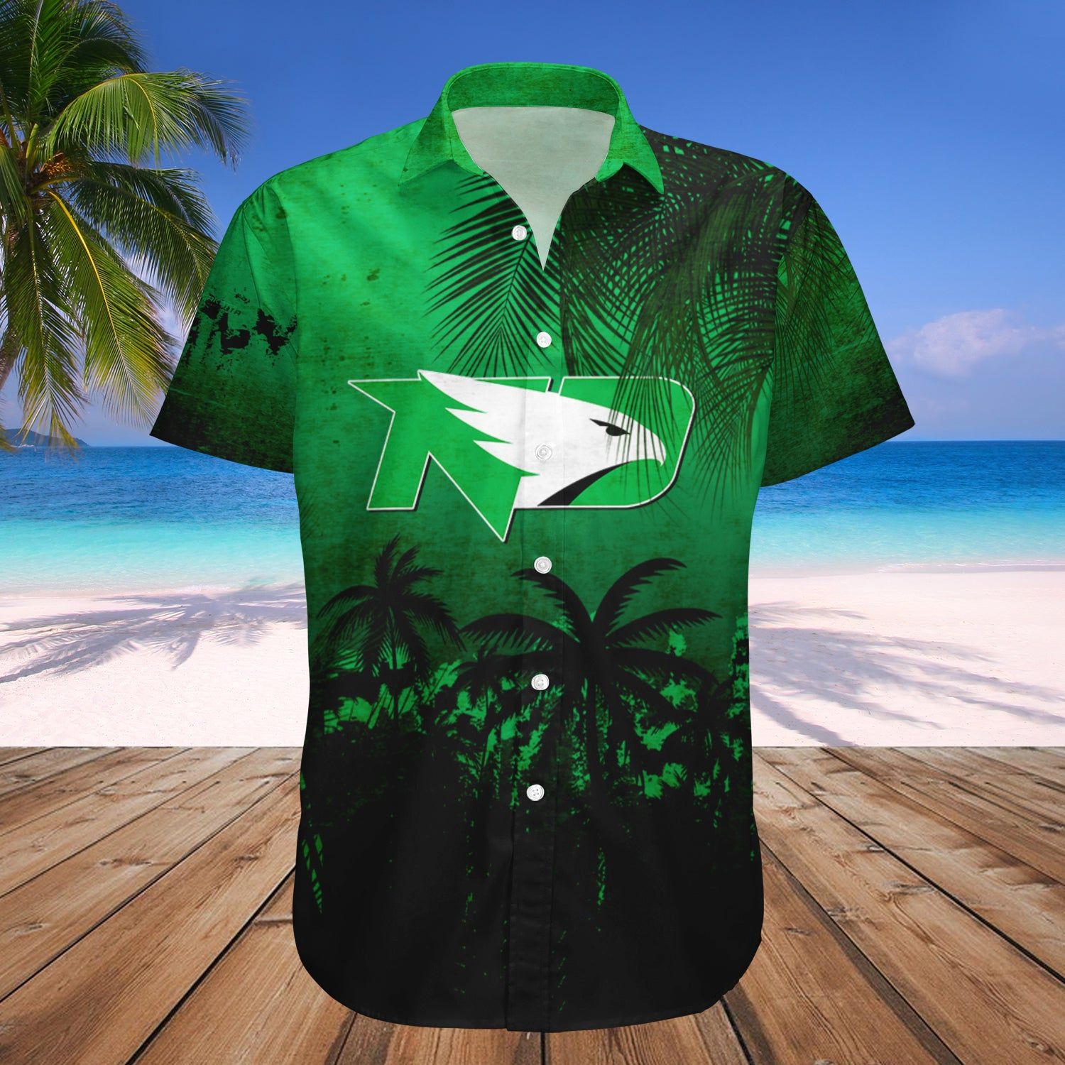North Dakota Fighting Hawks Hawaii Shirt Coconut Tree Tropical Grunge – NCAA