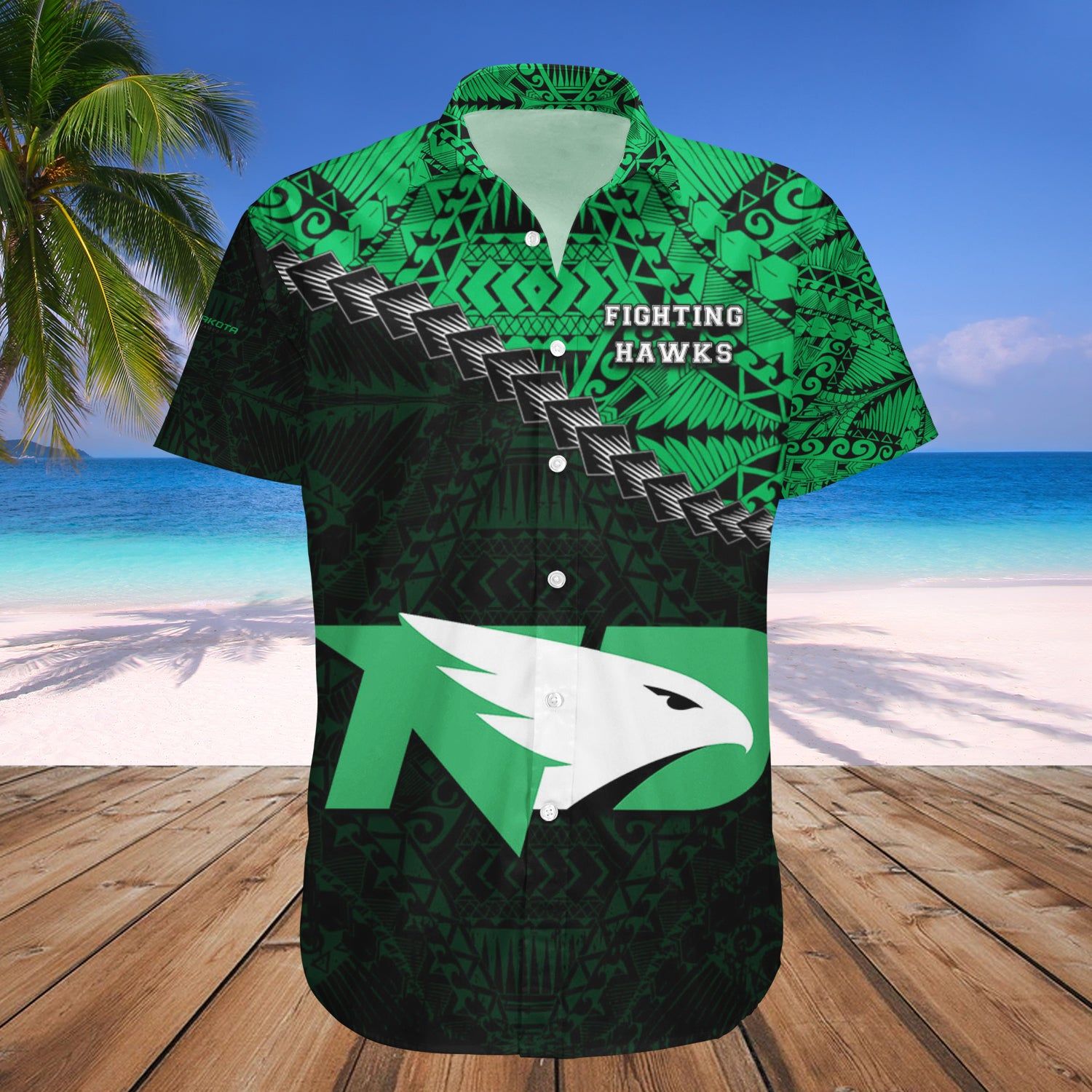 North Dakota Fighting Hawks Hawaii Shirt Grunge Polynesian Tattoo – NCAA