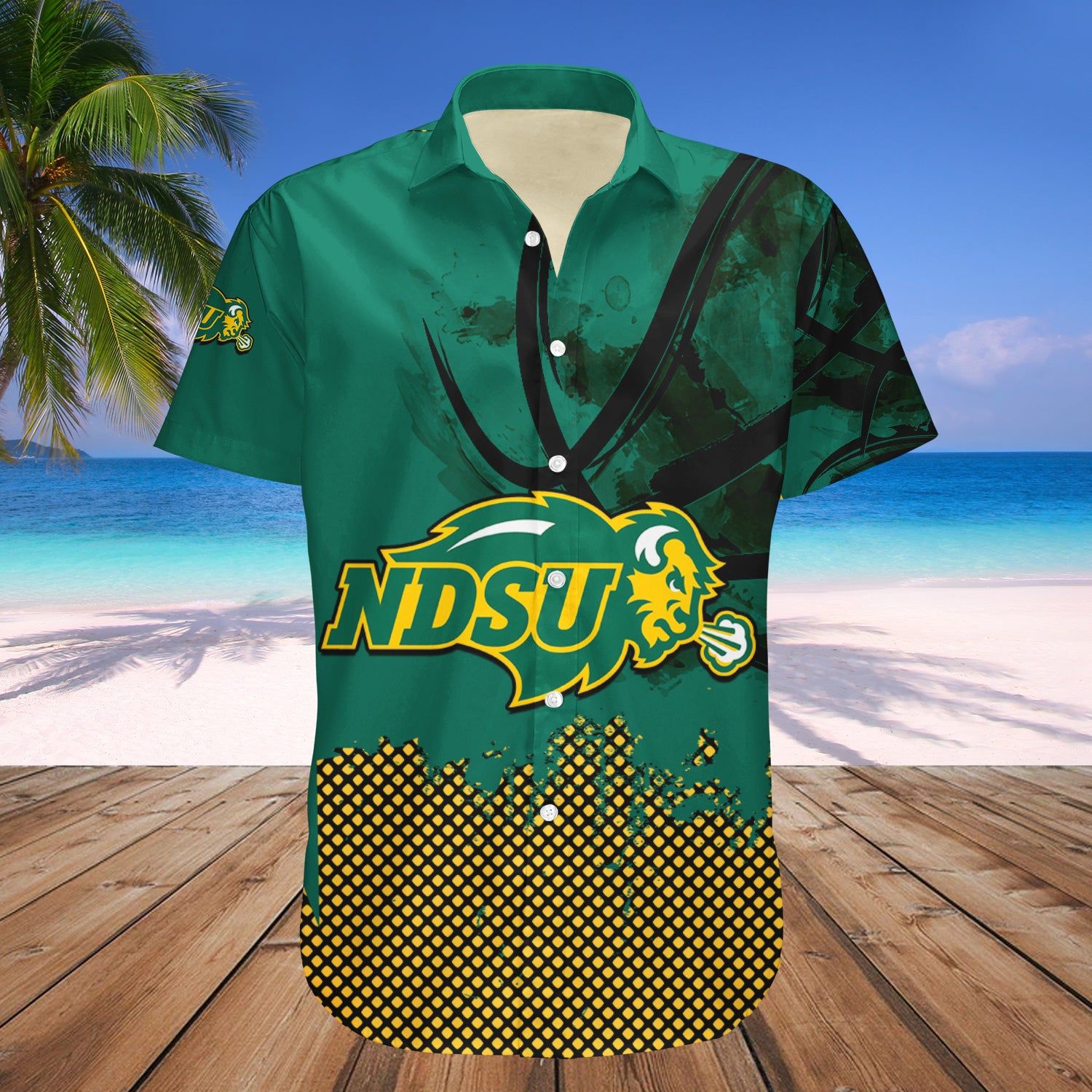 North Dakota State Bison Hawaii Shirt Basketball Net Grunge Pattern – NCAA