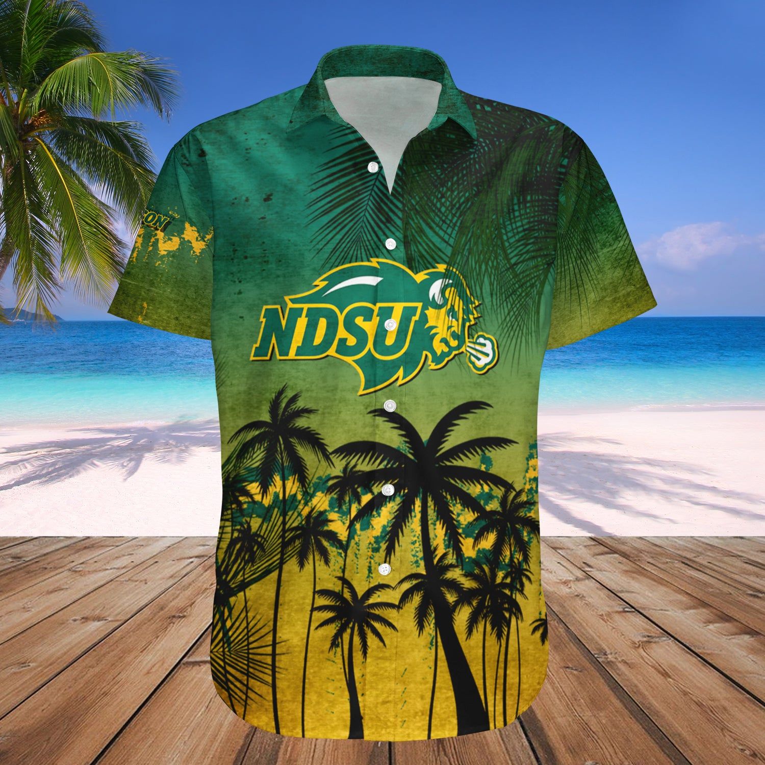 North Dakota State Bison Hawaii Shirt Coconut Tree Tropical Grunge – NCAA