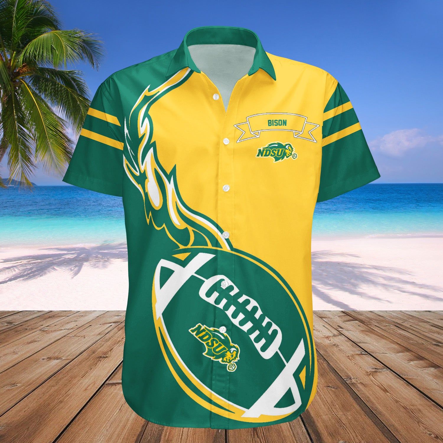 North Dakota State Bison Hawaii Shirt Flame Ball – NCAA