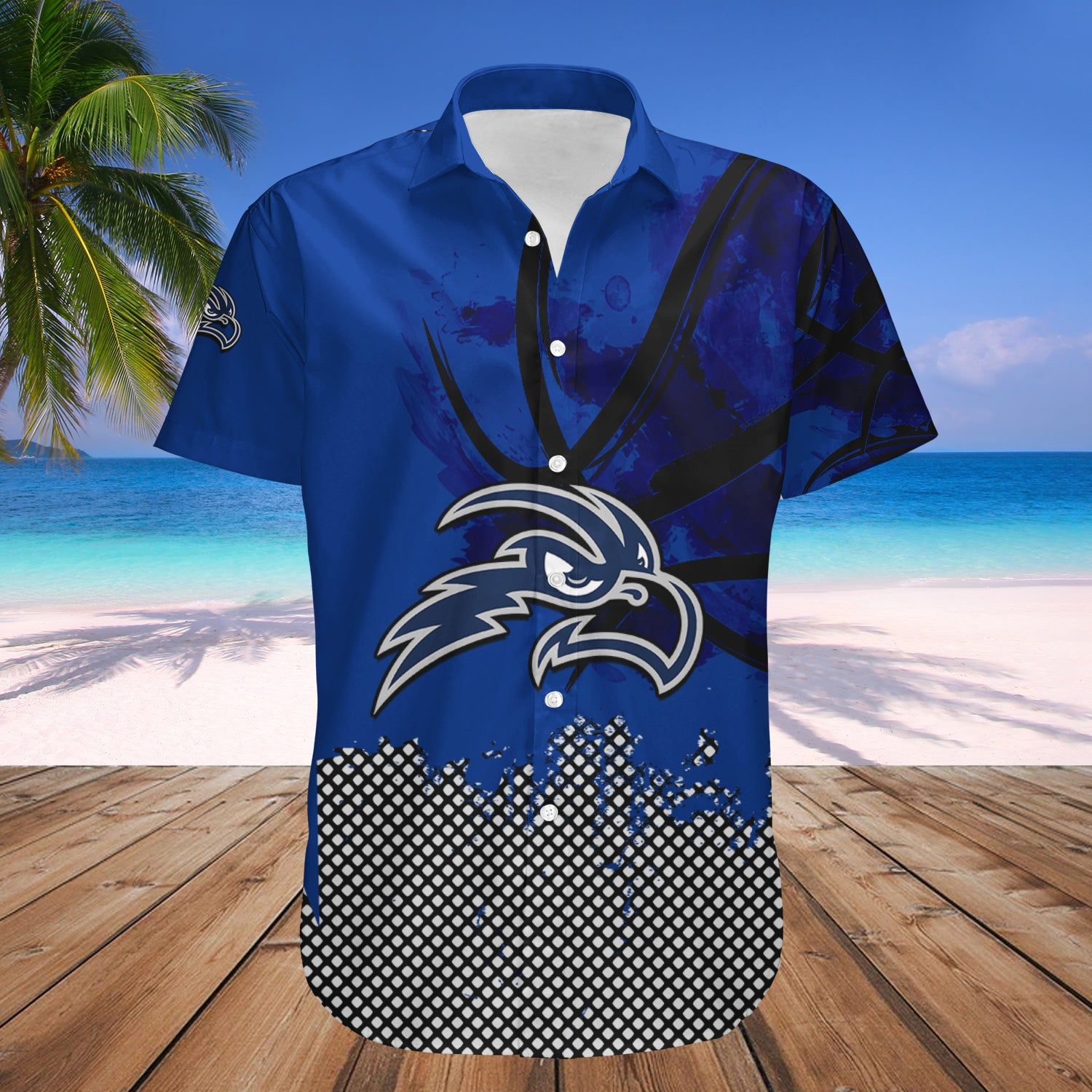 North Florida Ospreys Hawaii Shirt Basketball Net Grunge Pattern – NCAA
