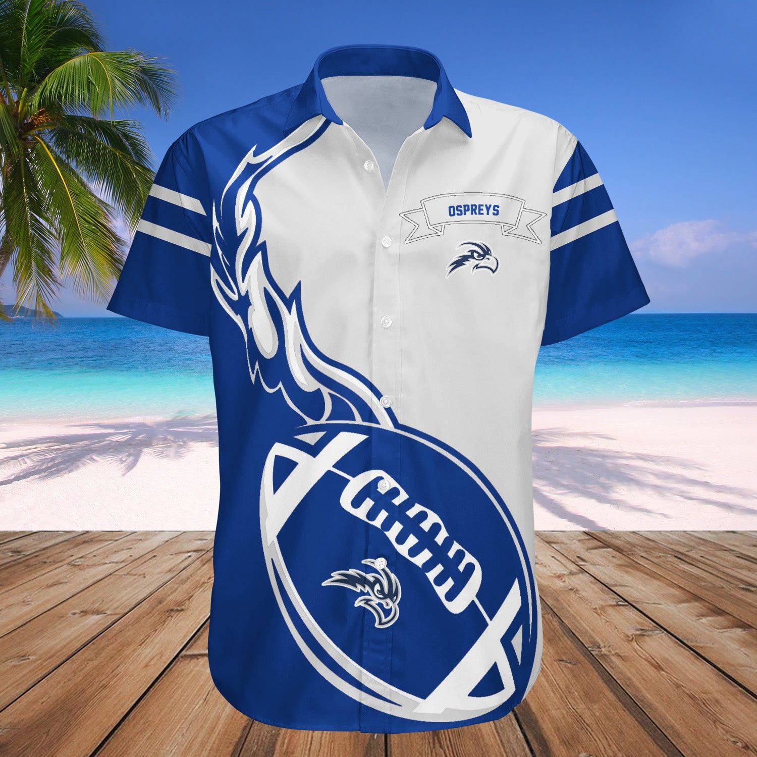 North Florida Ospreys Hawaii Shirt Flame Ball – NCAA