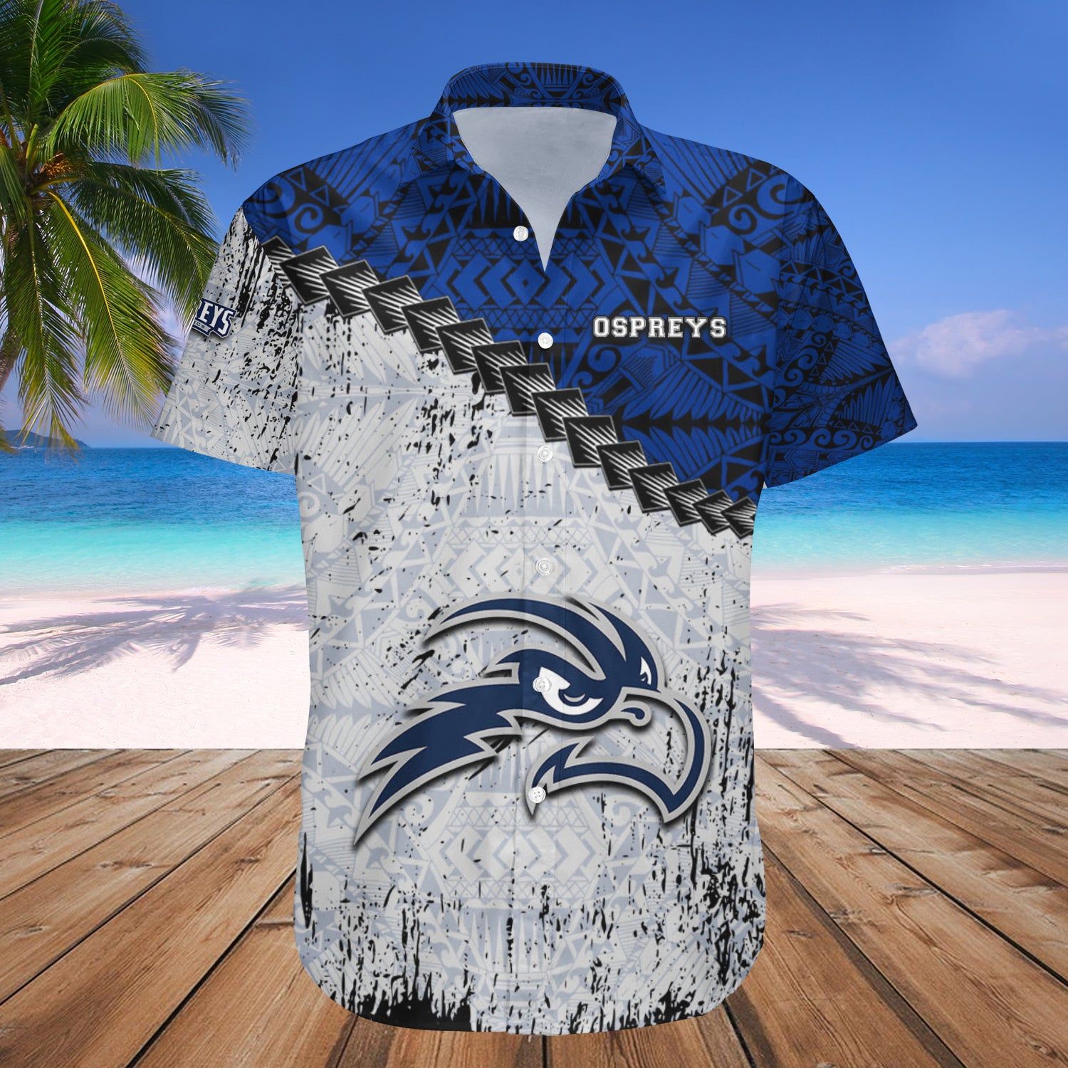 North Florida Ospreys Hawaii Shirt Grunge Polynesian Tattoo – NCAA