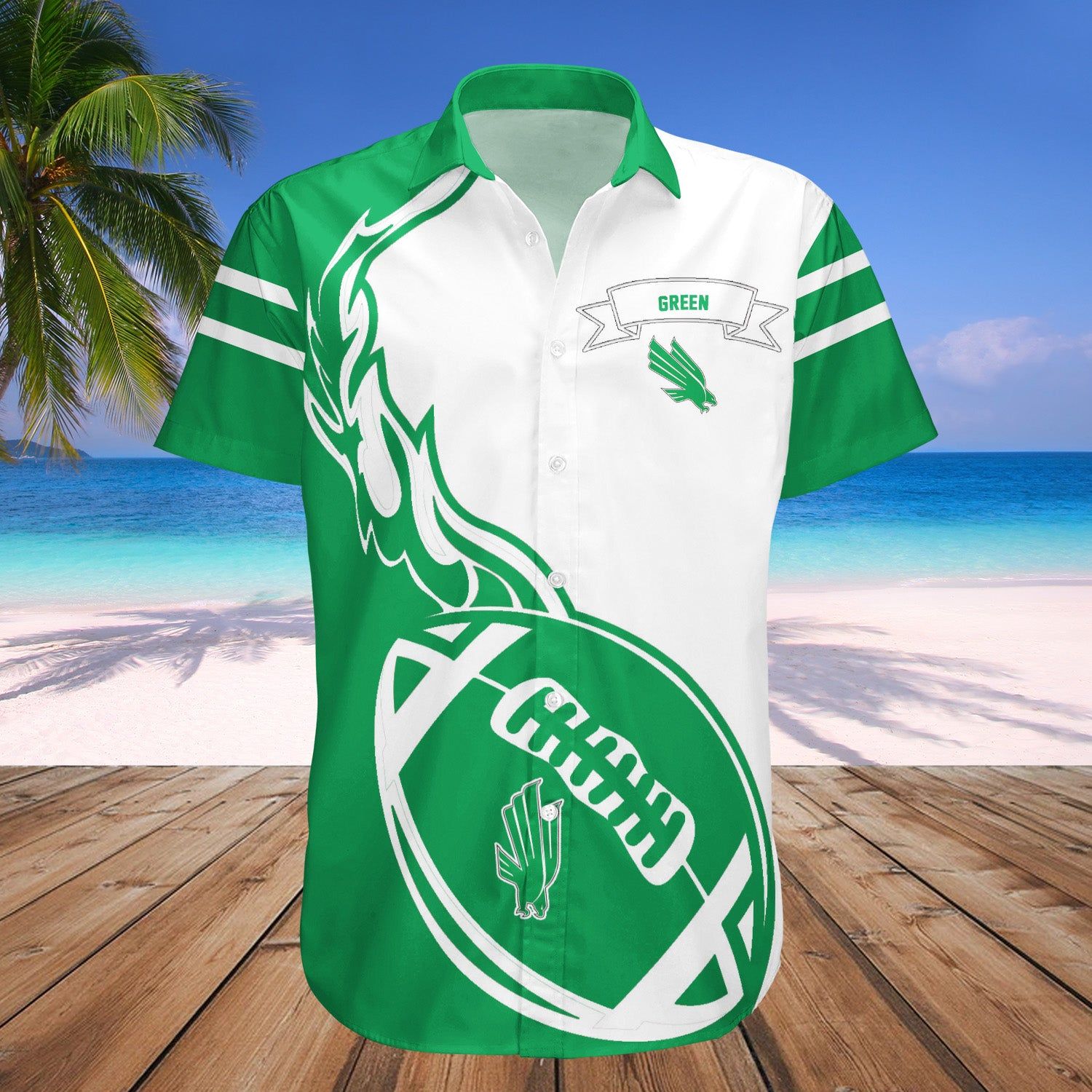 North Texas Mean Green Hawaii Shirt Flame Ball – NCAA