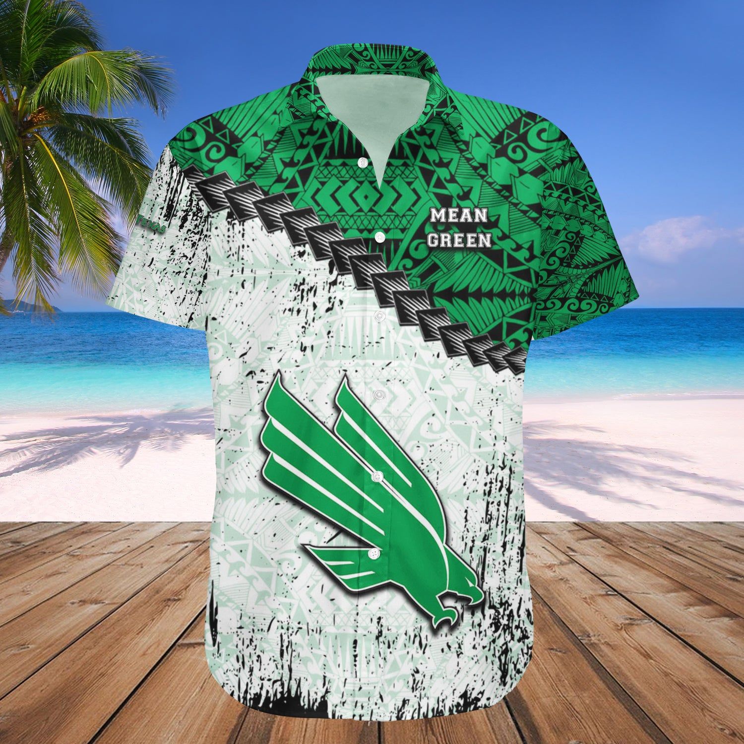 North Texas Mean Green Hawaii Shirt Grunge Polynesian Tattoo – NCAA