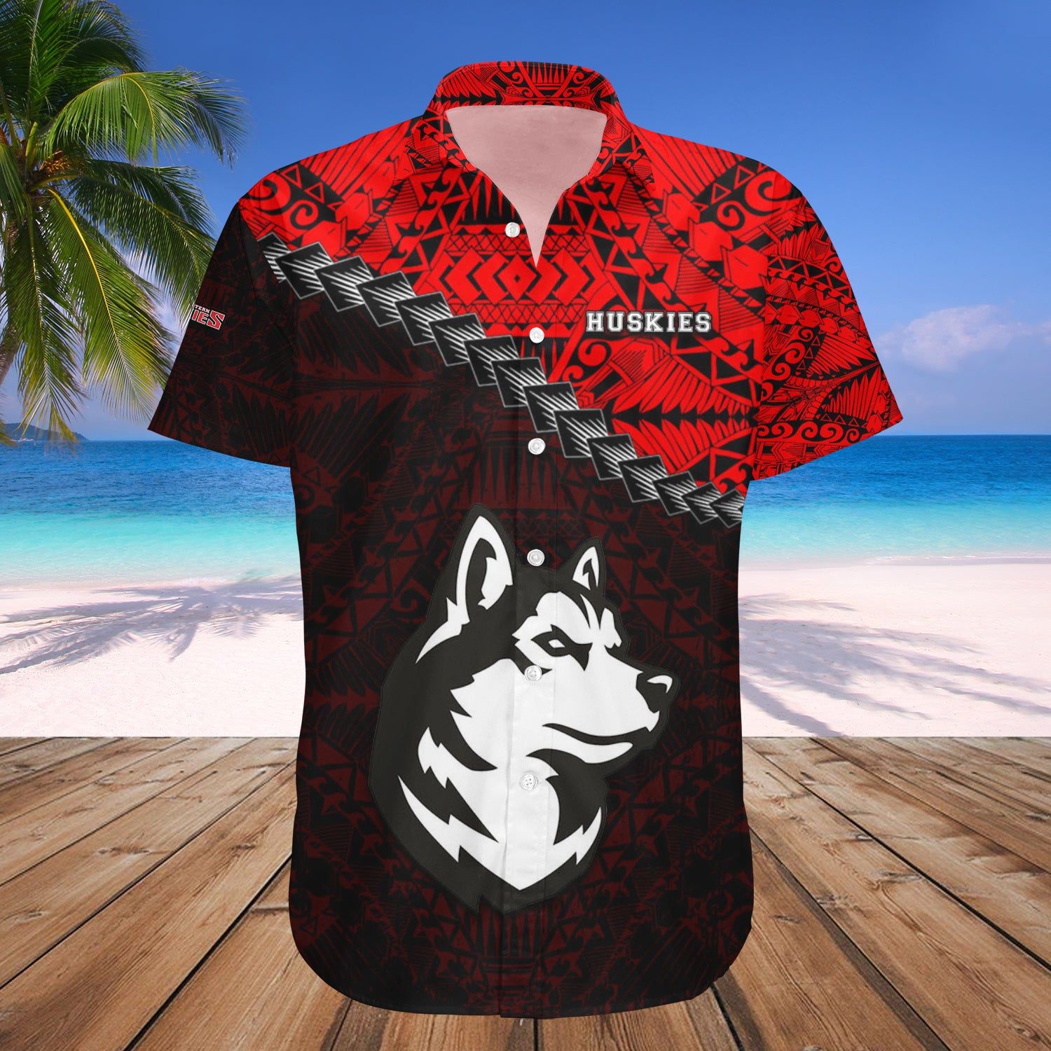 Northeastern Huskies Hawaii Shirt Grunge Polynesian Tattoo – NCAA