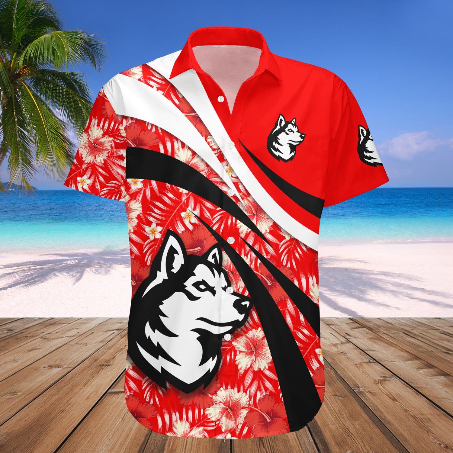 Northeastern Huskies Hawaii Shirt Hibiscus Sport Style – NCAA