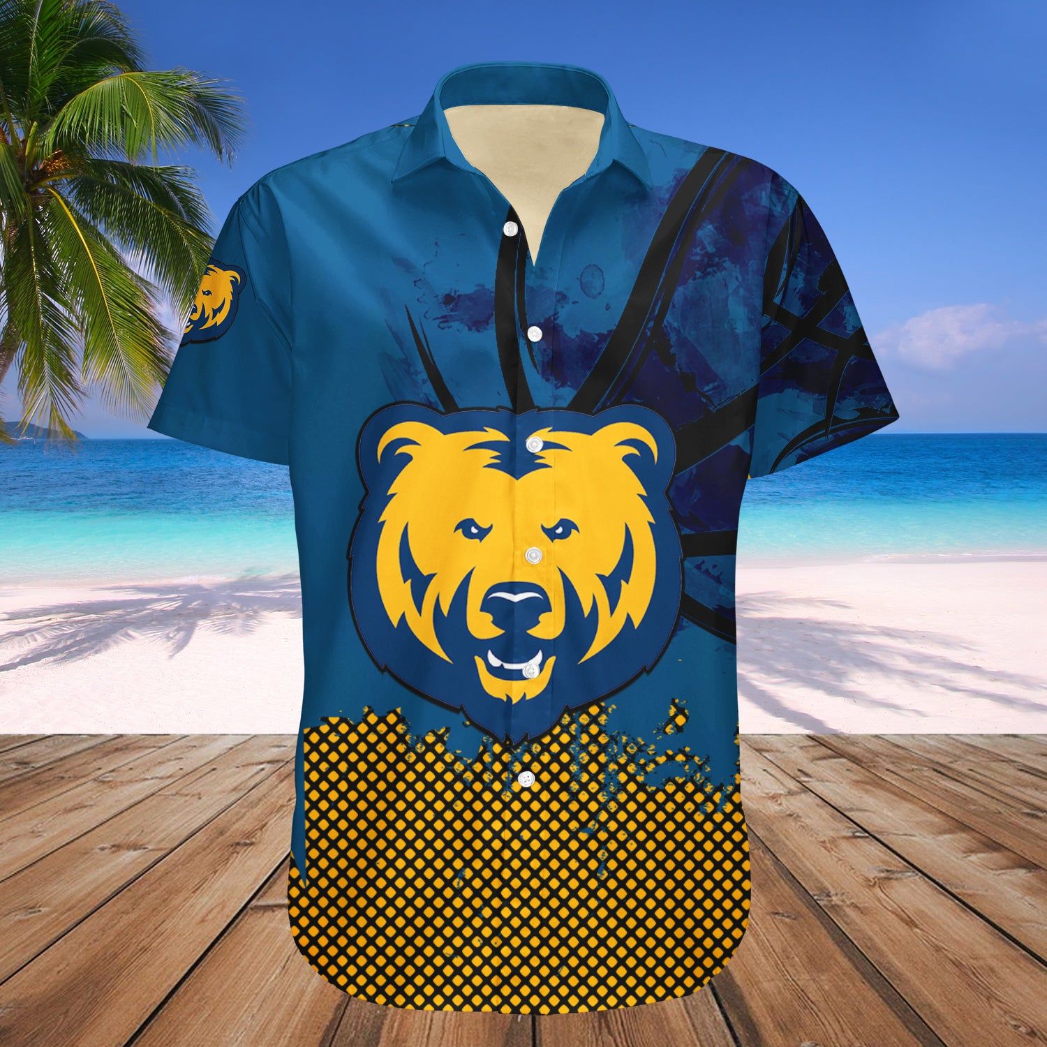 Northern Colorado Bears Hawaii Shirt Basketball Net Grunge Pattern – NCAA