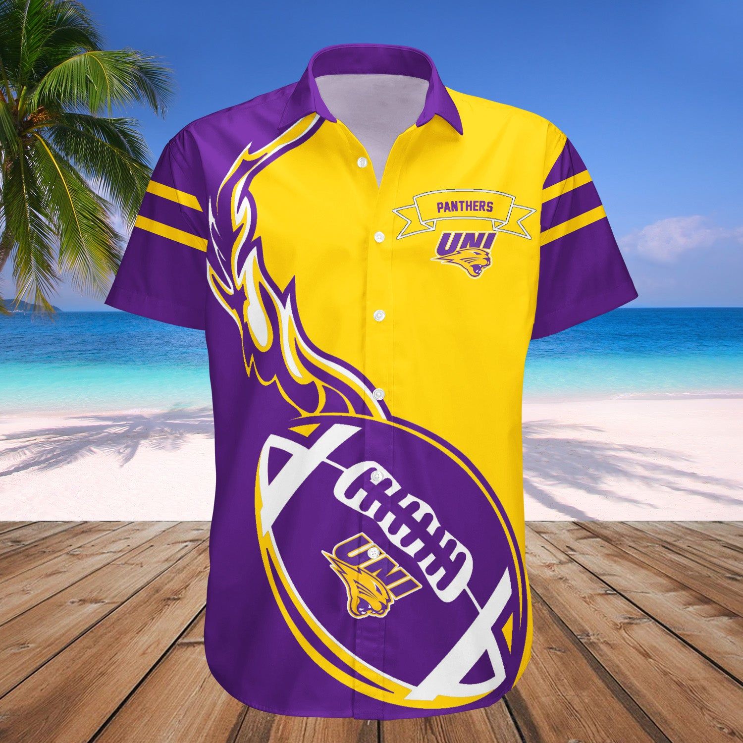 Northern Iowa Panthers Hawaii Shirt Flame Ball – NCAA