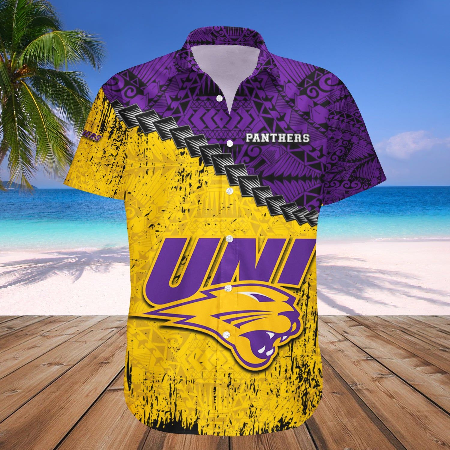 Northern Iowa Panthers Hawaii Shirt Grunge Polynesian Tattoo – NCAA