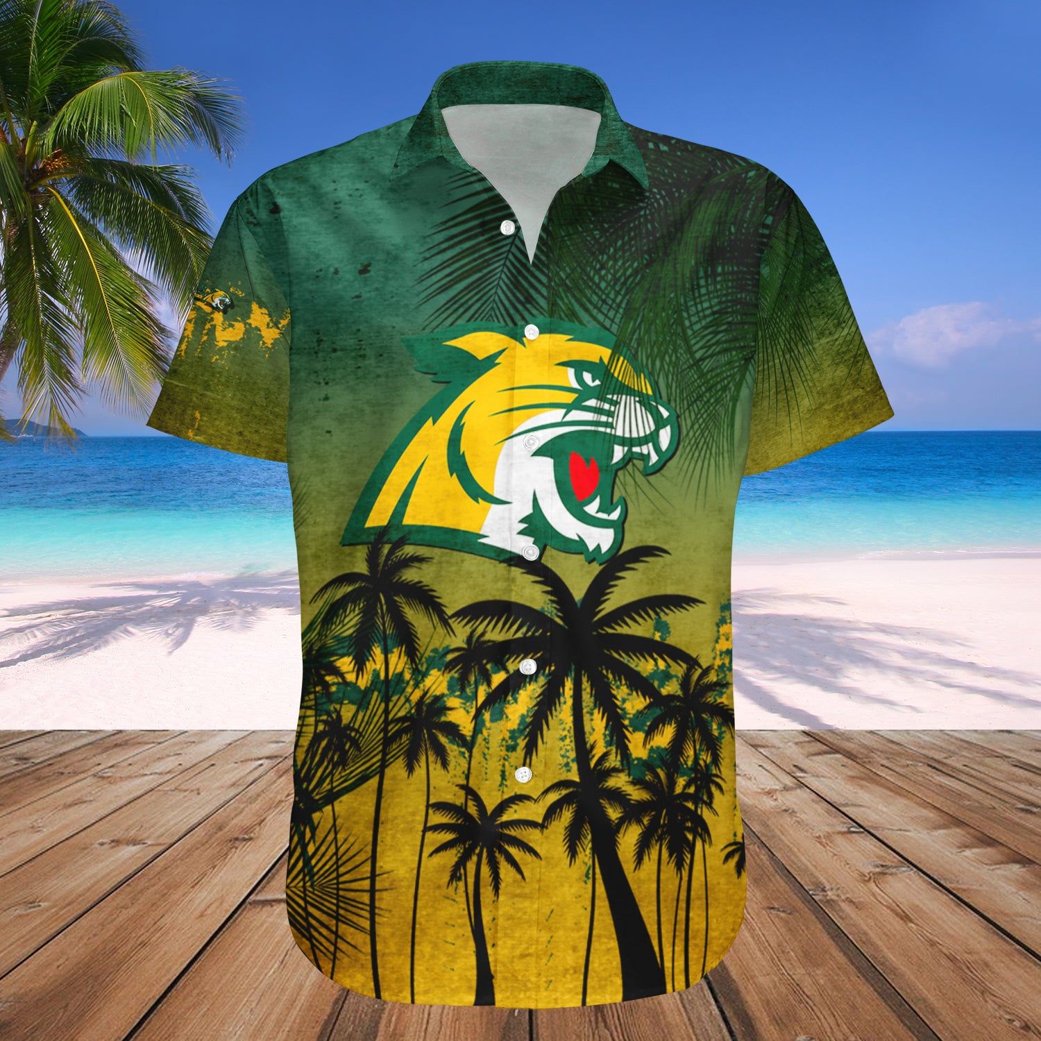Northern Michigan Wildcats Hawaii Shirt Coconut Tree Tropical Grunge – NCAA