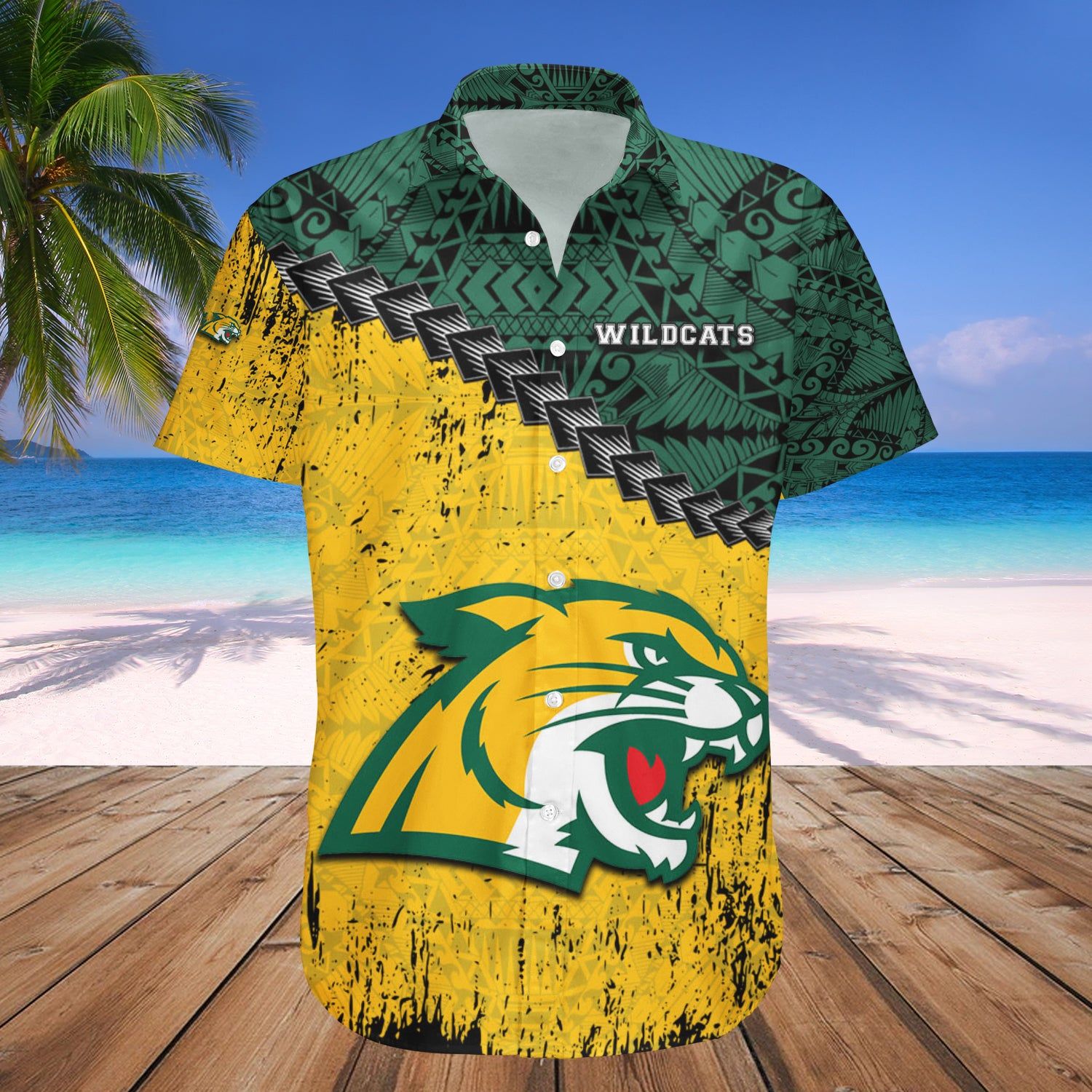 Northern Michigan Wildcats Hawaii Shirt Grunge Polynesian Tattoo – NCAA
