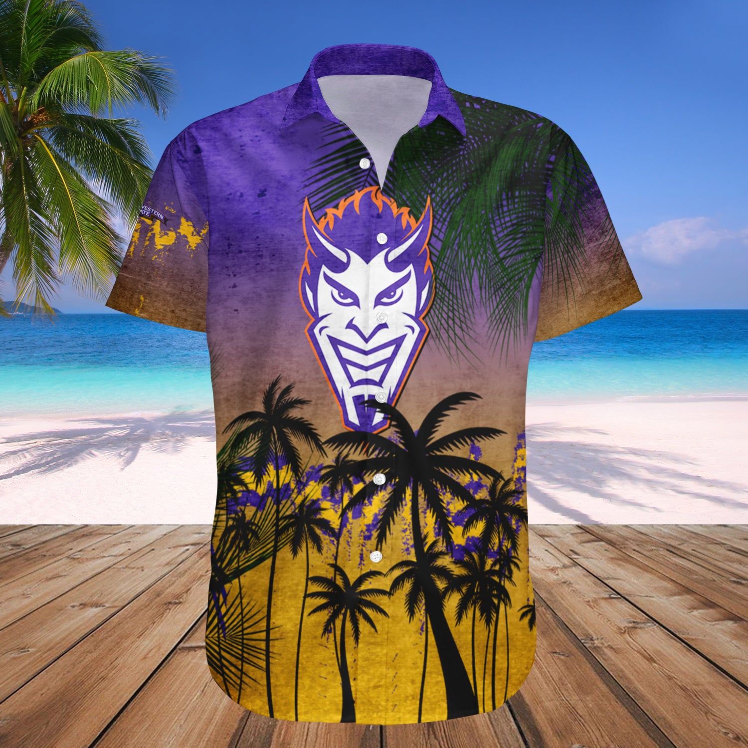 Northwestern State Demons Hawaii Shirt Coconut Tree Tropical Grunge – NCAA