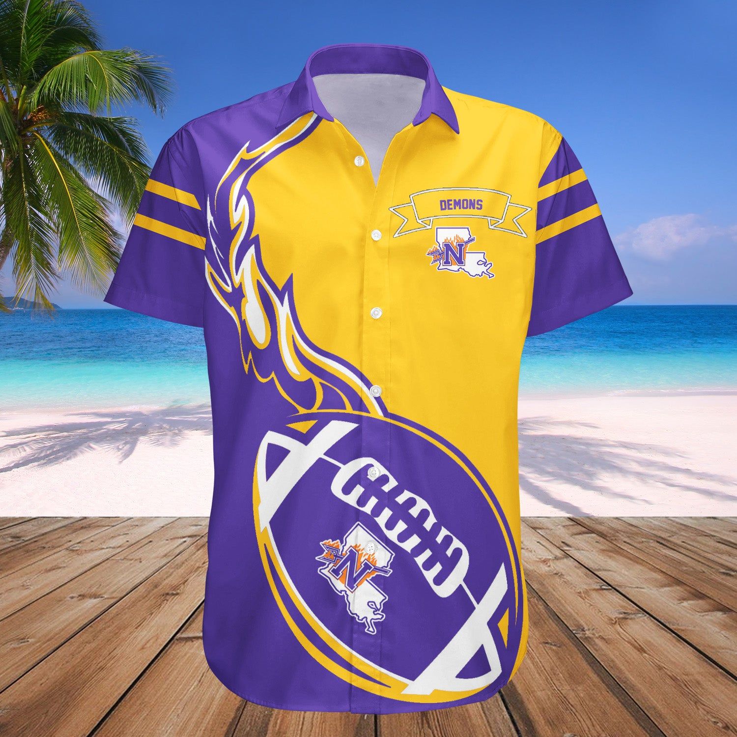 Northwestern State Demons Hawaii Shirt Flame Ball – NCAA