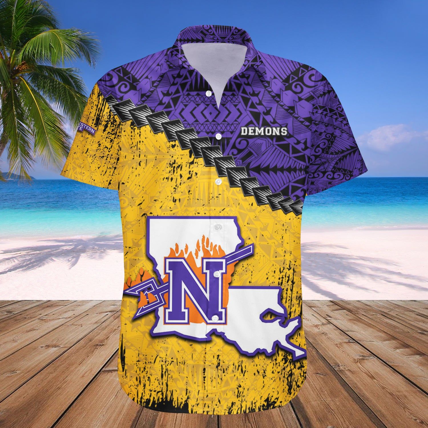 Northwestern State Demons Hawaii Shirt Grunge Polynesian Tattoo – NCAA
