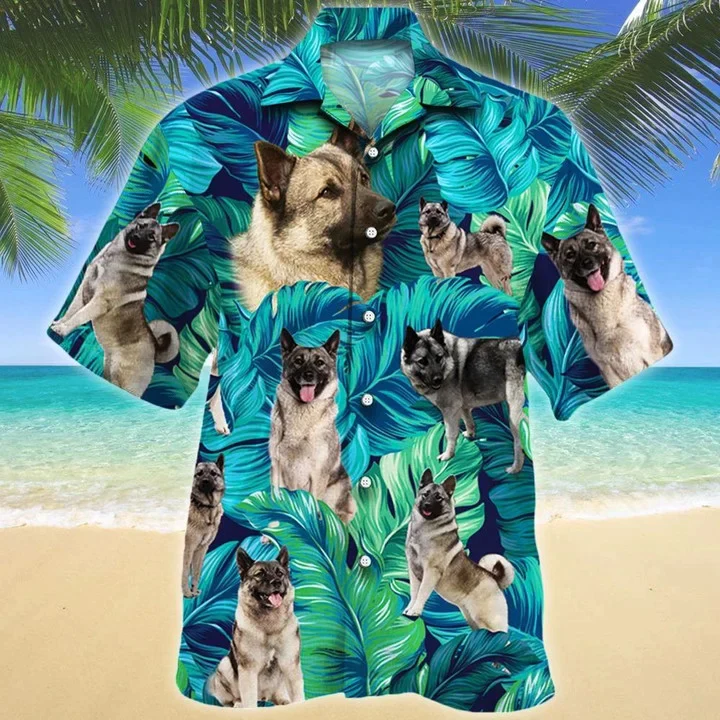 Norwegian Elkhound Dog Tropical Leave Trendy Hawaiian Shirt Norwegian Elkhound Dog Tropical Leave Trendy Hawaiian Shirt