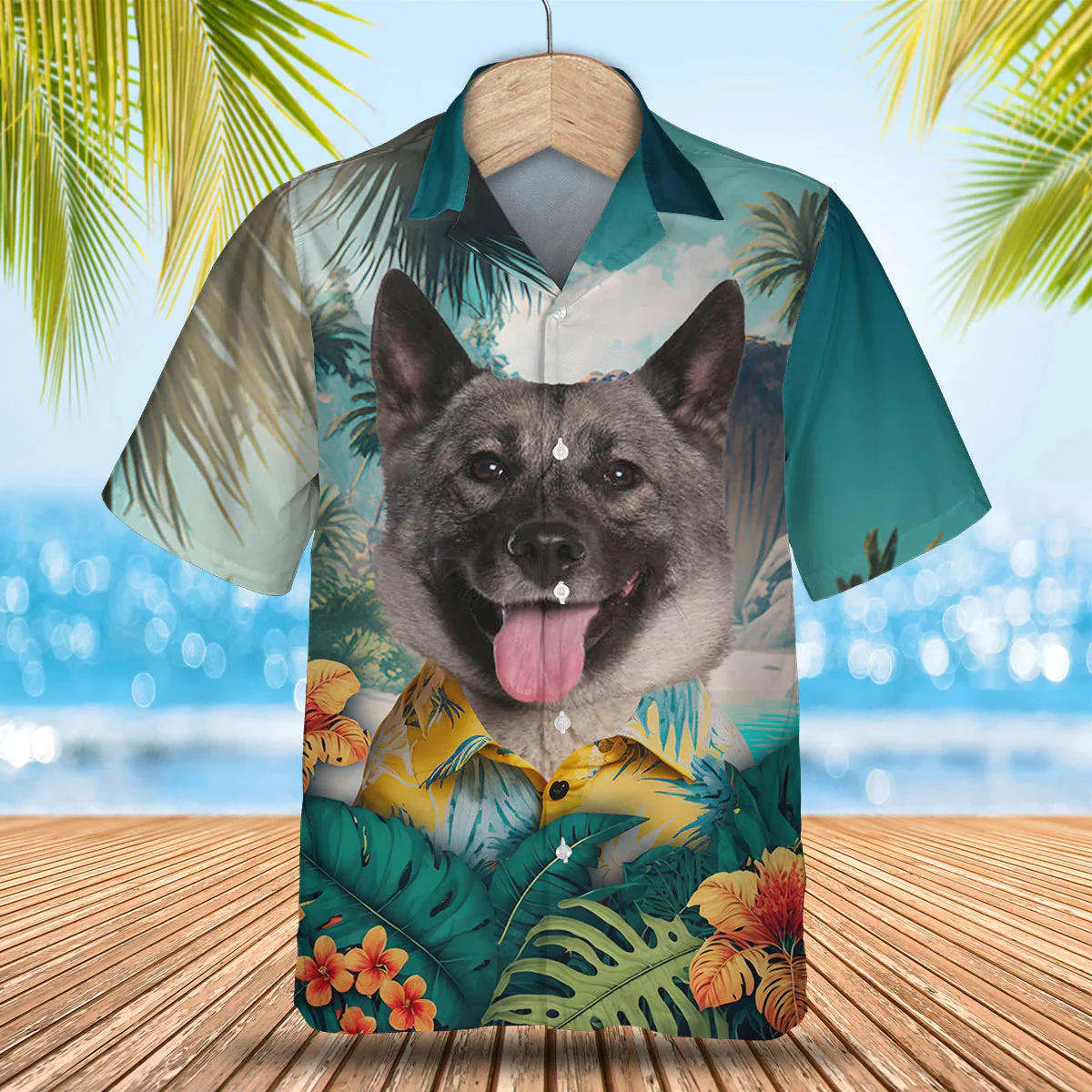 Norwegian Elkhound Tropical Trendy Hawaiian Shirt, Dog Lover Trendy Hawaiian Shirt, Summer Gift For Men And Women