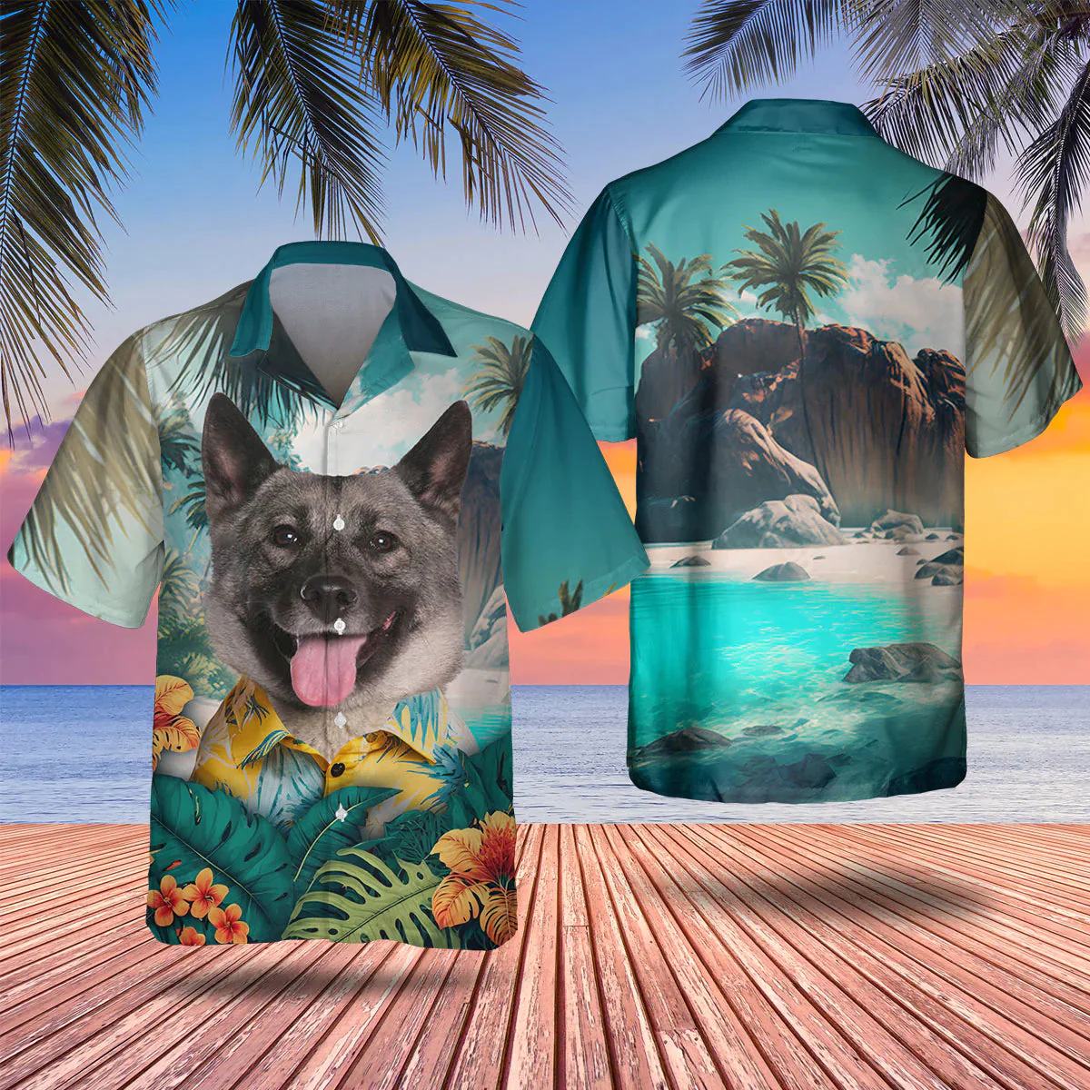 Norwegian Elkhound Tropical Trendy Hawaiian Shirt, Dog Lover Trendy Hawaiian Shirt, Summer Gift For Men And Women Norwegian Elkhound Tropical Trendy Hawaiian Shirt, Dog Lover Trendy Hawaiian Shirt, Summer Gift For Men And Women