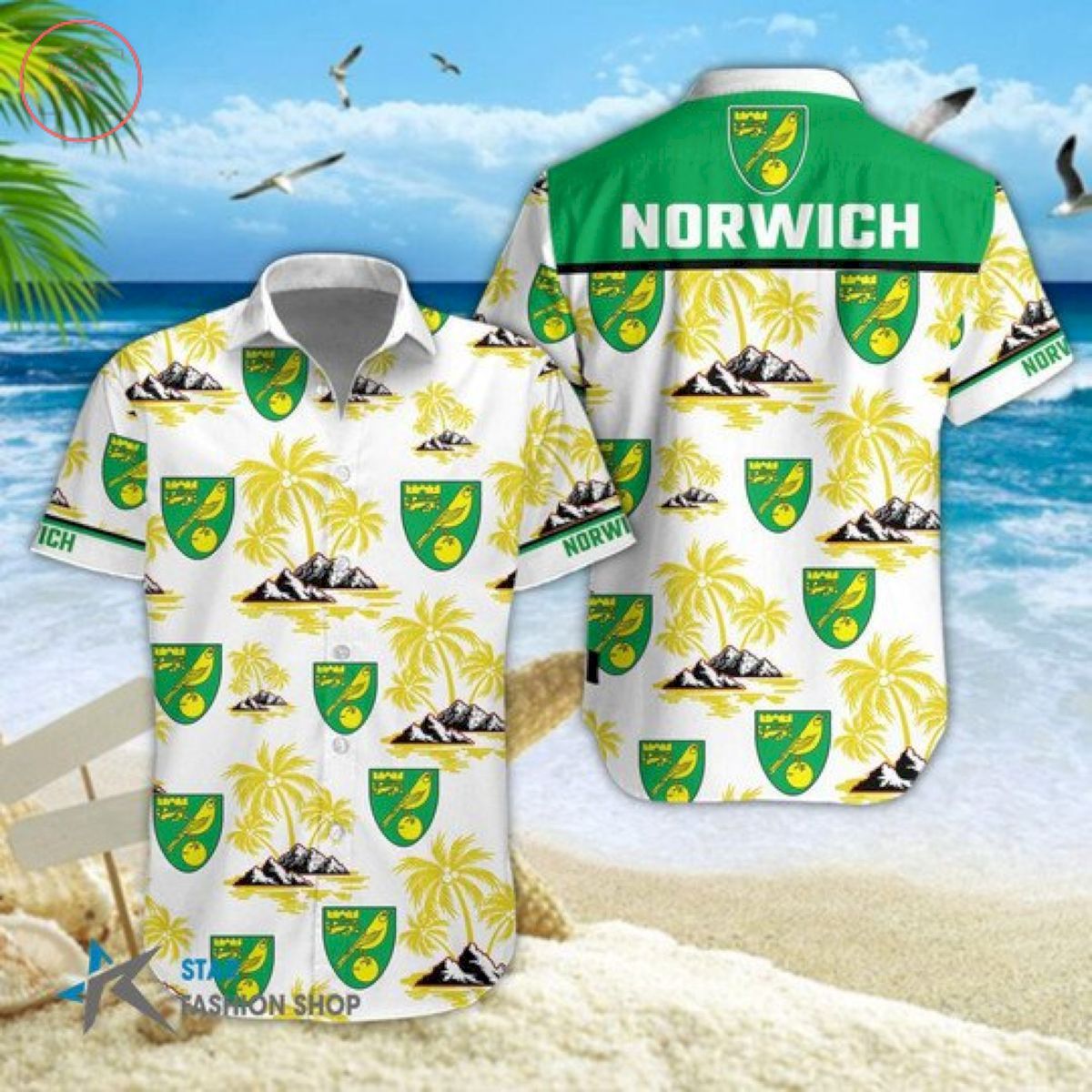 Norwich City Fc Yellow Coconut Island Hawaiian Shirt
