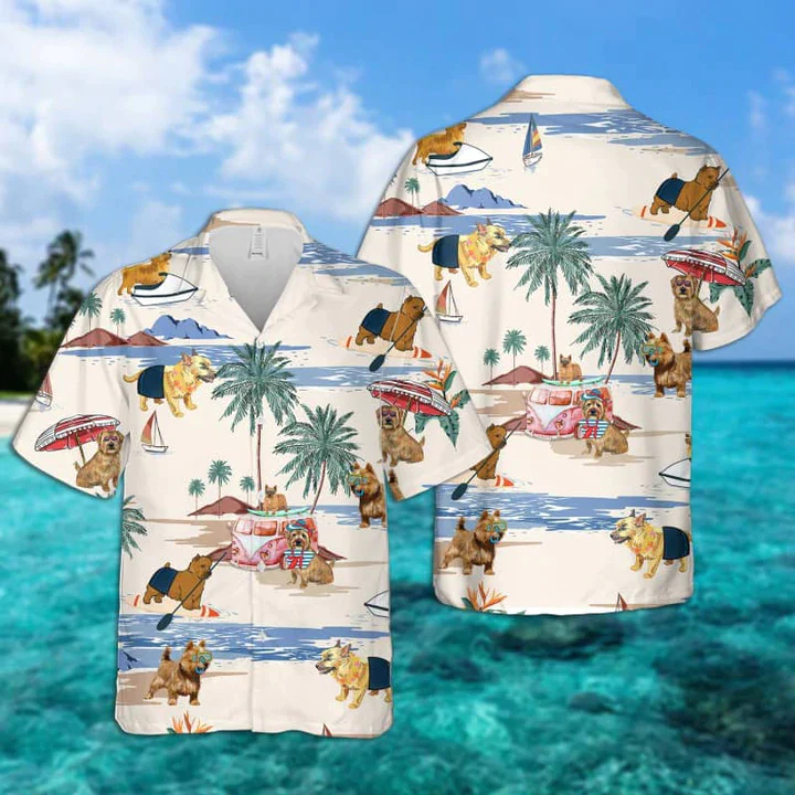 Norwich Terrier Summer Beach Trendy Hawaiian Shirt, Trendy Hawaiian Shirts For Men Women Short Sleeve Aloha Beach Shirt